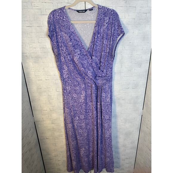 Lands’ End women’s maxi dress purple feminine wrap style colorful  plus size ￼ - Picture 1 of 9